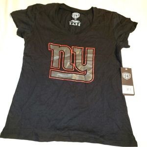 OTS NY Giants Rival V-Neck Womens T-Shirt Sz L Black